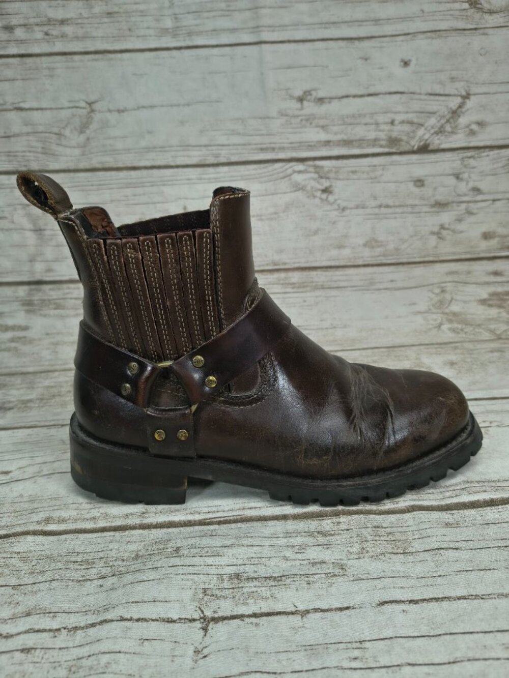 GBX Dorado Brown Leather Harness Boots Size 8M